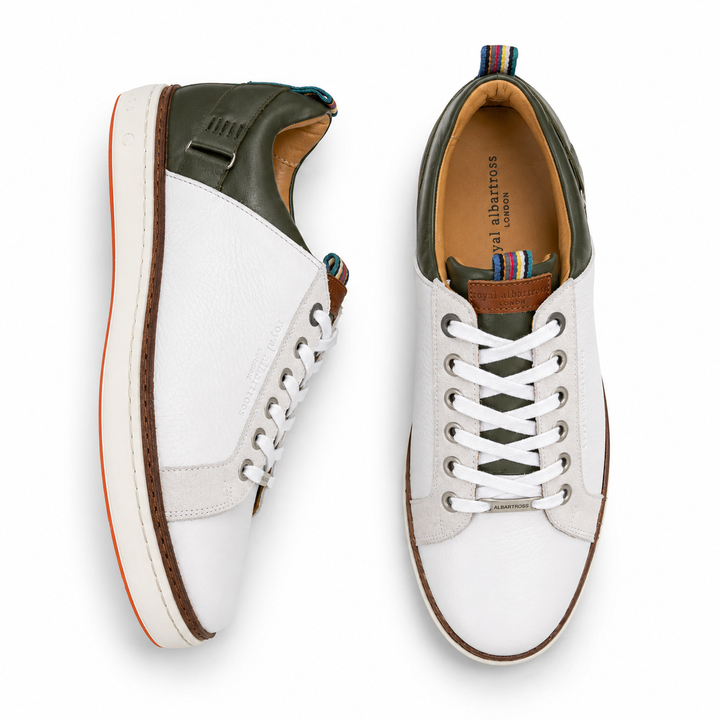 ROYAL ALBATROSS Men's The Solstice Spikeless Golf Shoe - WHITE / OLIVE