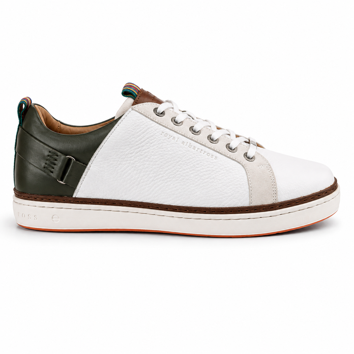 ROYAL ALBATROSS Men's The Solstice Spikeless Golf Shoe - WHITE / OLIVE