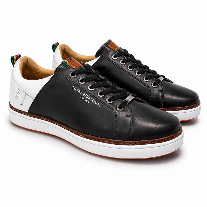ROYAL ALBATROSS Men's The Solstice Spikeless Golf Shoe - BLACK / WHITE