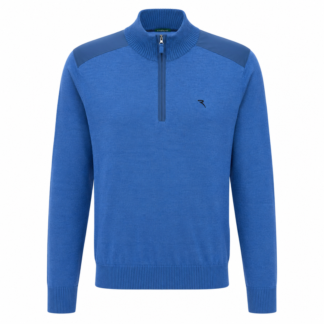 Chervo Men's NOBODY 100% Merino Wool 1/4-Zip Sweater - LIGHT BLUE