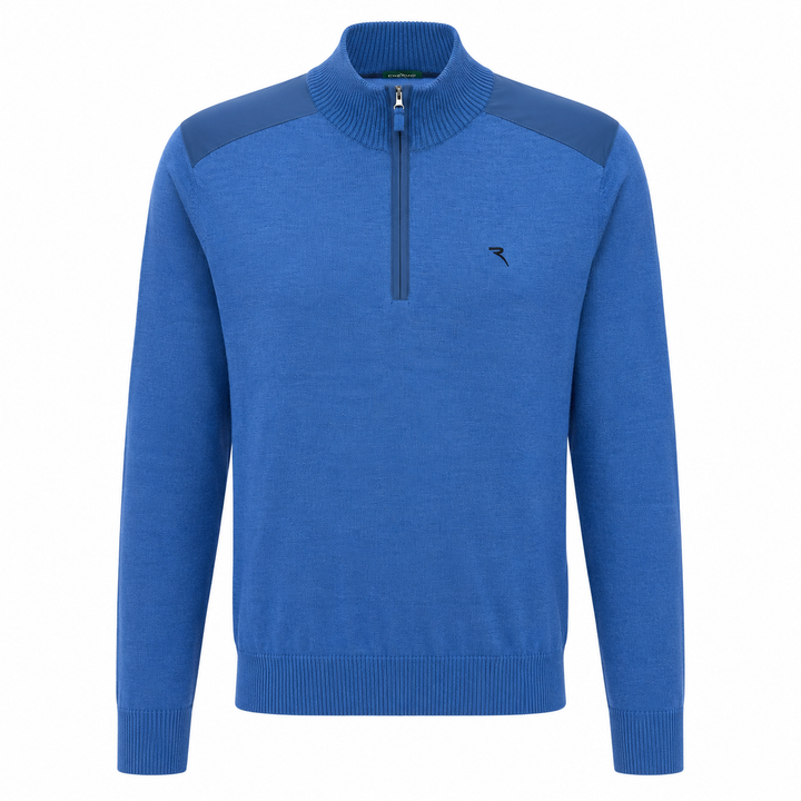 Chervo Men's NOBODY 100% Merino Wool 1/4-Zip Sweater - LIGHT BLUE