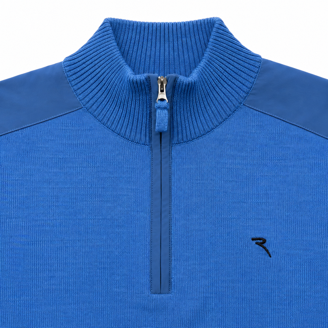 Chervo Men's NOBODY 100% Merino Wool 1/4-Zip Sweater - LIGHT BLUE