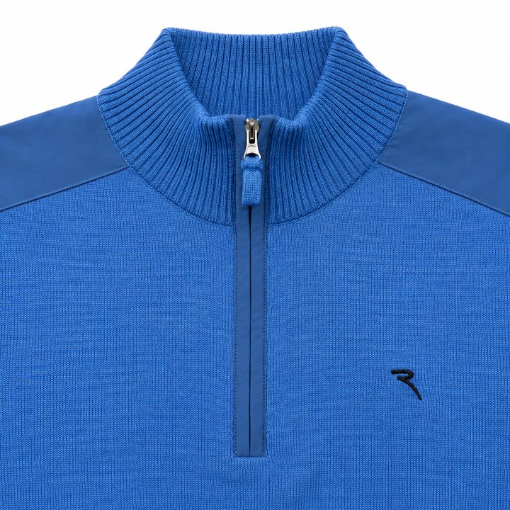 Chervo Men's NOBODY 100% Merino Wool 1/4-Zip Sweater - LIGHT BLUE