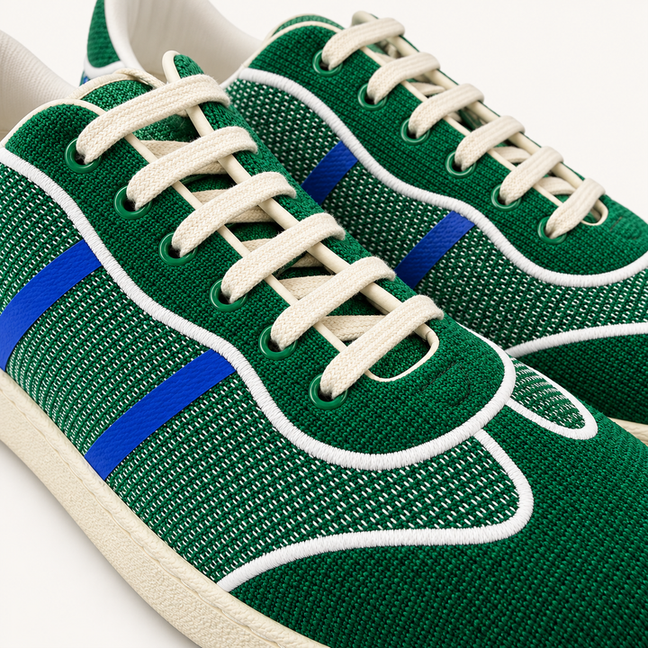 Ferragamo Men’s Dedalo Bright Green Fabric Sneakers