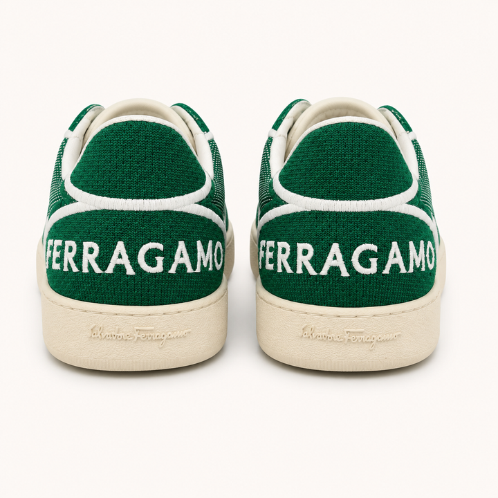 Ferragamo Men’s Dedalo Bright Green Fabric Sneakers