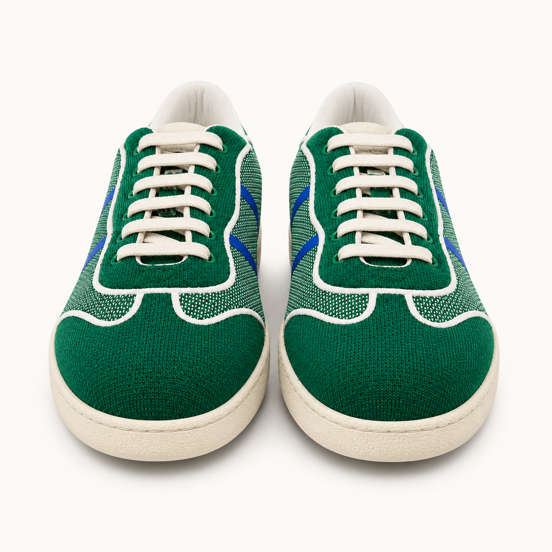 Ferragamo Men’s Dedalo Bright Green Fabric Sneakers