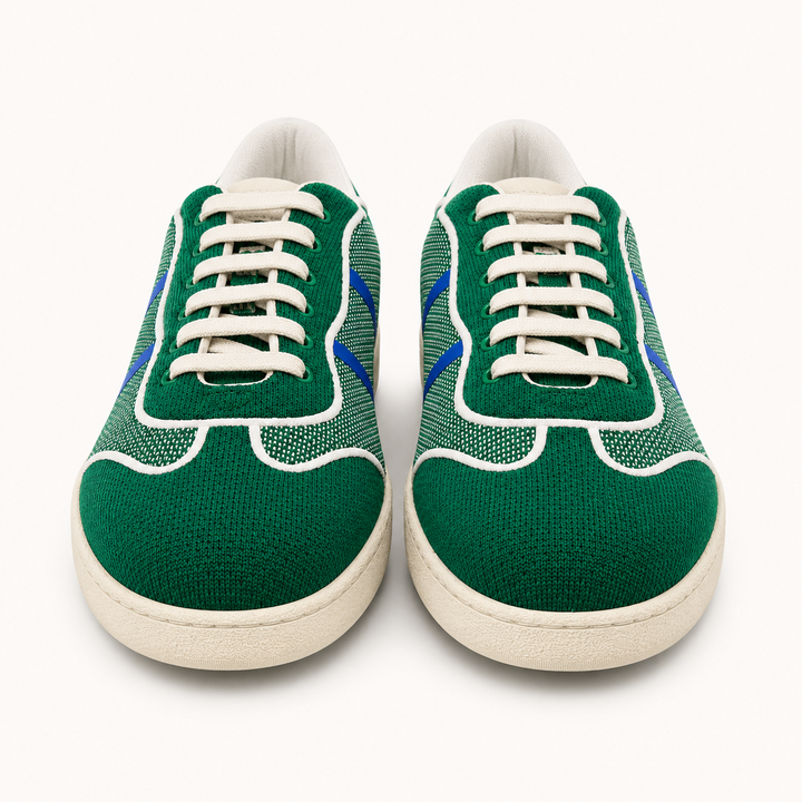 Ferragamo Men’s Dedalo Bright Green Fabric Sneakers