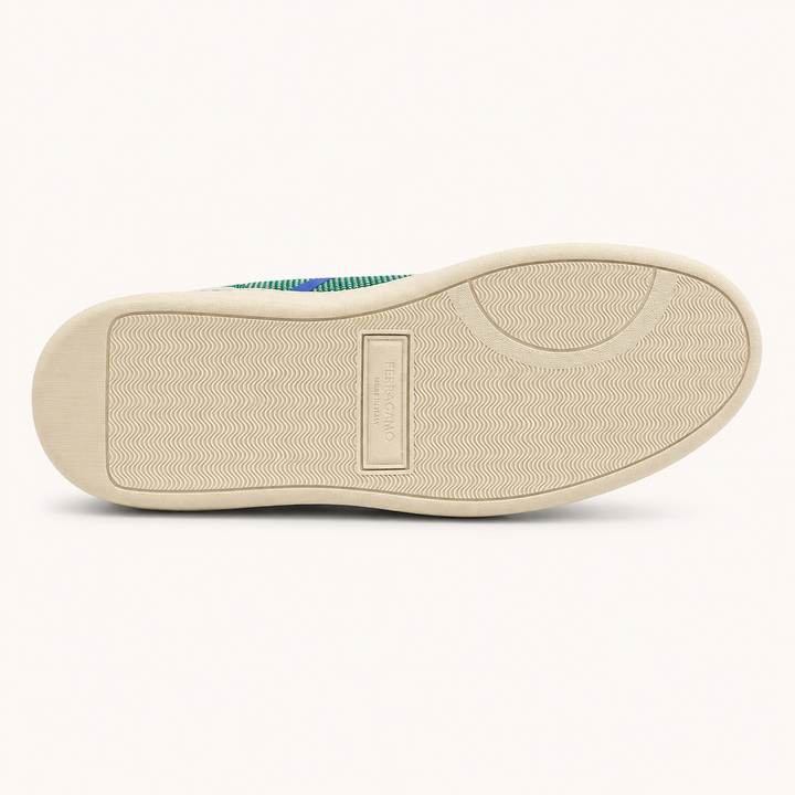 Ferragamo Men’s Dedalo Bright Green Fabric Sneakers