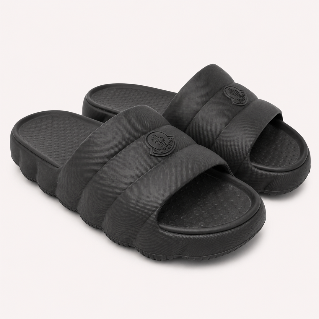Moncler Men's Lilo Rubber Slides - BLACK