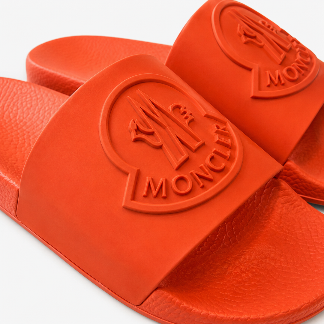 Moncler Men's Basile Rubber Slides - ORANGE