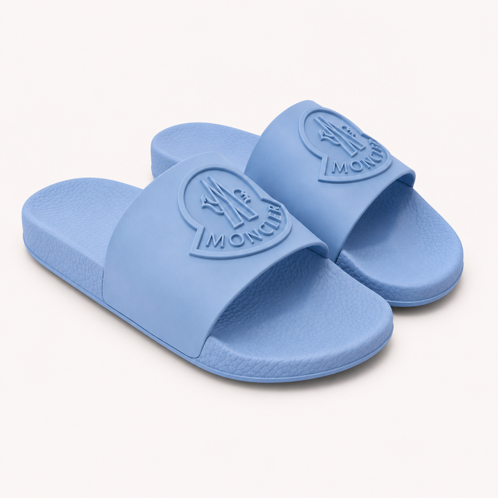 Moncler Men's Basile Rubber Slides - LIGHT BLUE