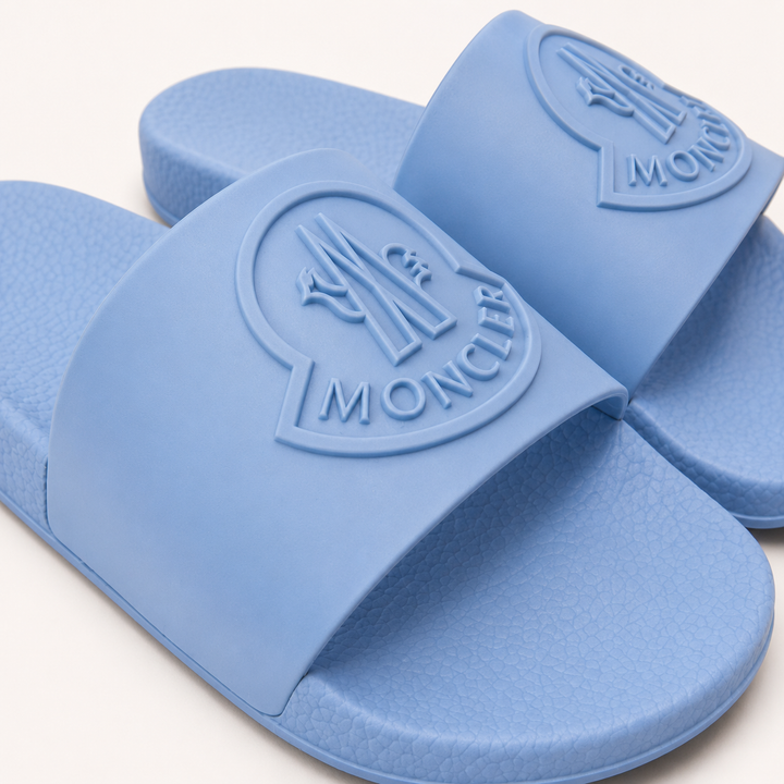 Moncler Men's Basile Rubber Slides - LIGHT BLUE