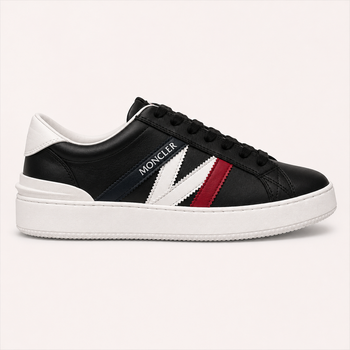 Moncler Men's MONACO Leather Sneakers - BLACK