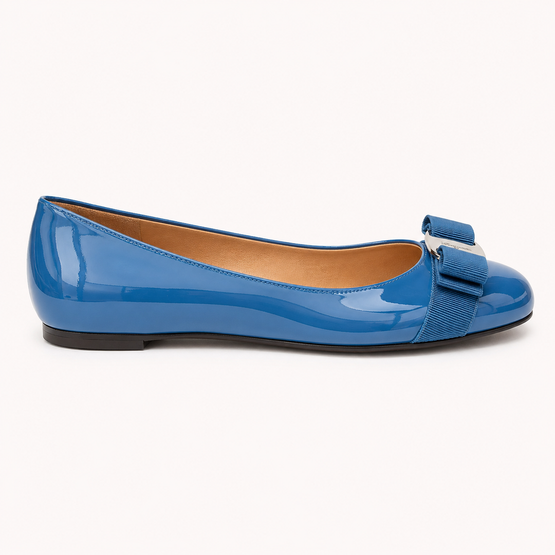 Ferragamo Women's Varina Patent Leather Ballet Flats – BLUE