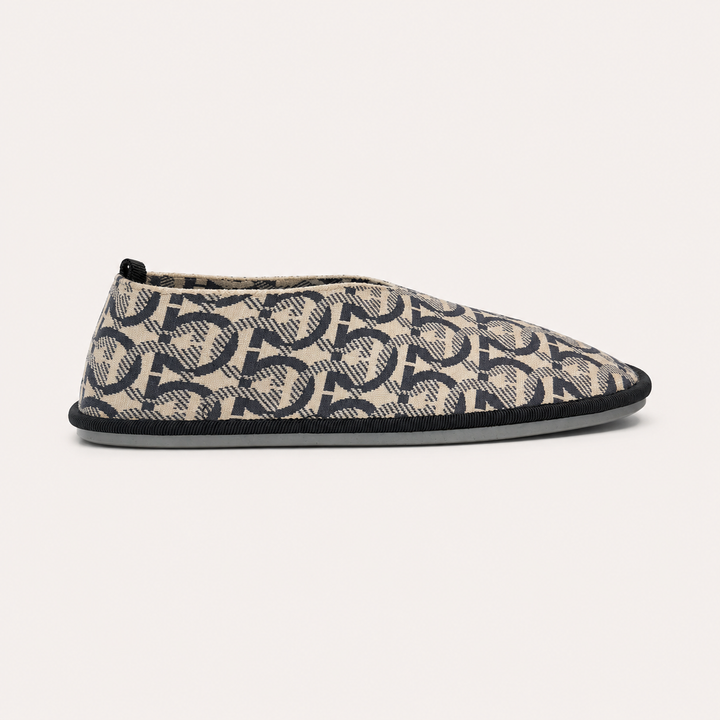 Ferragamo Women's Nomadic Stories Gancini Jacquard Moccasins – CHARCOAL BEIGE