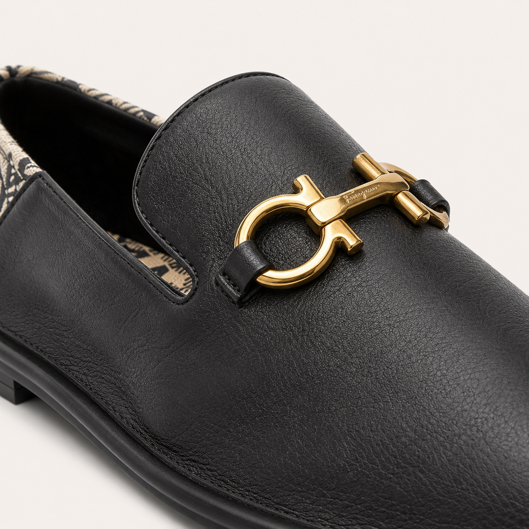 Ferragamo Women's Alete Gancini Leather Slip-On Shoes – BLACK