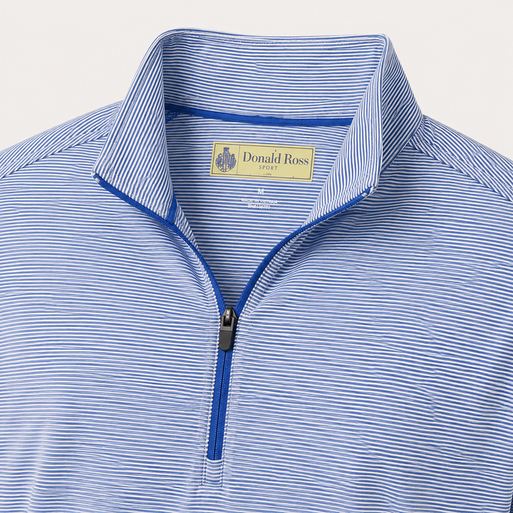 Donald Ross Mens Ltd Edition Classic Fit 1/2 Zip Micro Stripe Pullover - PROVENCE / CREAM