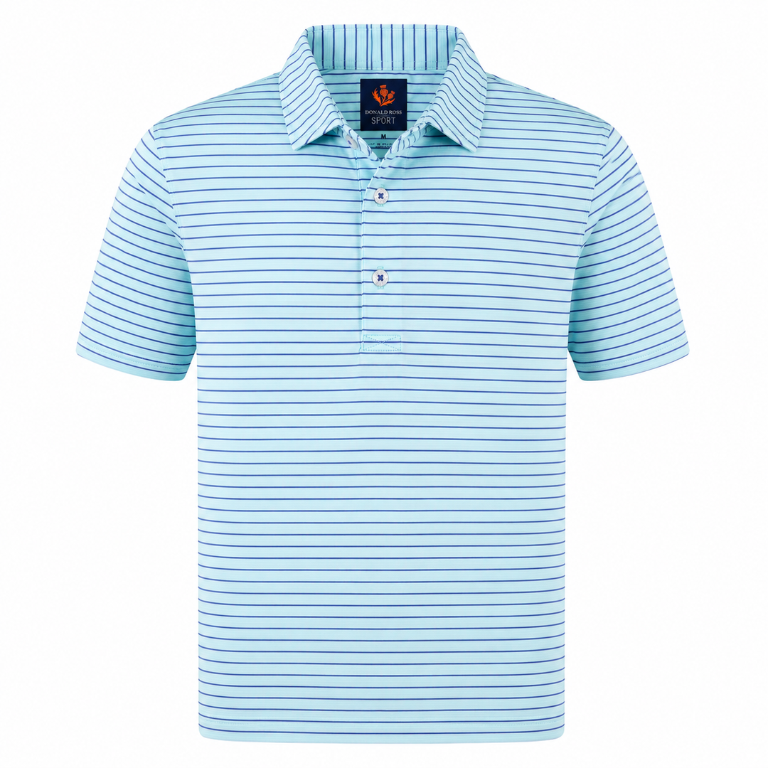 Donald Ross Mens Sport Fit ROSS Polo - POOL/ WHITE/ PERIWINKLE