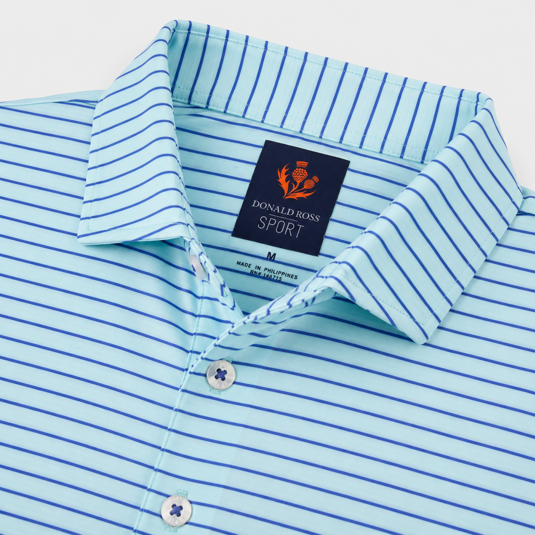 Donald Ross Mens Sport Fit ROSS Polo - POOL/ WHITE/ PERIWINKLE