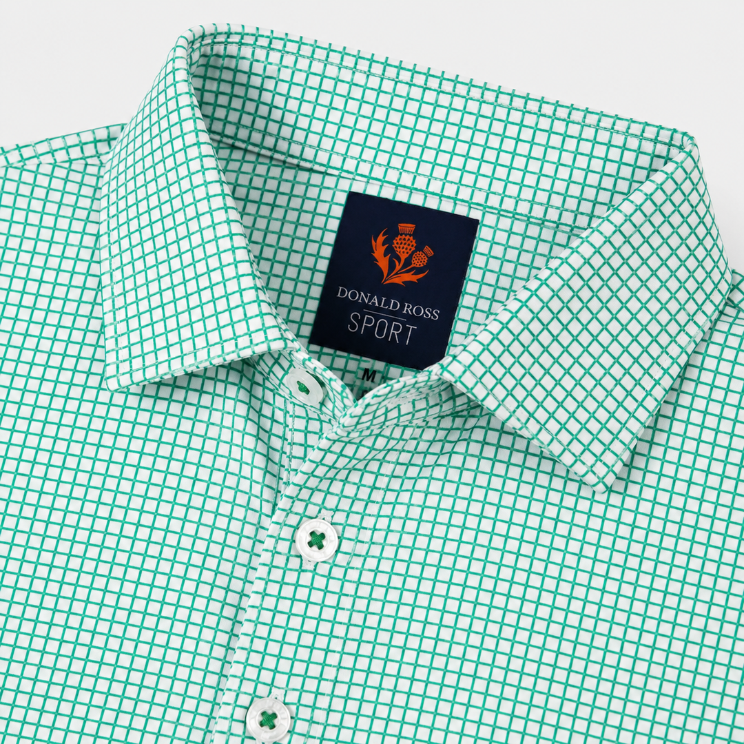 Donald Ross Mens Sport Fit CHARLIE Polo - WHITE / CLOVER