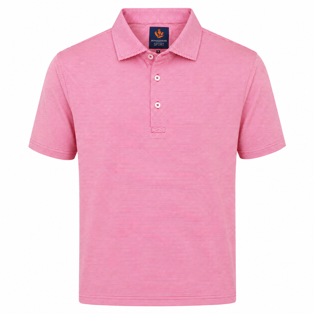 Donald Ross Mens Sport Fit LEO Polo - RASPBERRY / WHITE