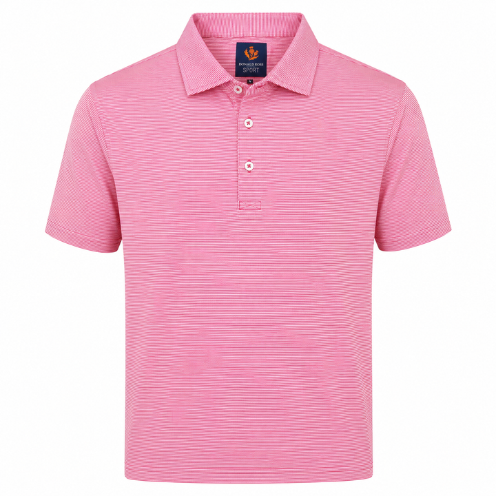 Donald Ross Mens Sport Fit LEO Polo - RASPBERRY / WHITE