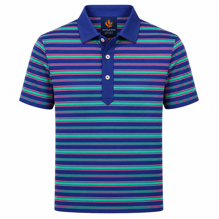 Donald Ross Mens Sport Fit BLAKE Polo - NAVY / CLOVER / RASPBERRY