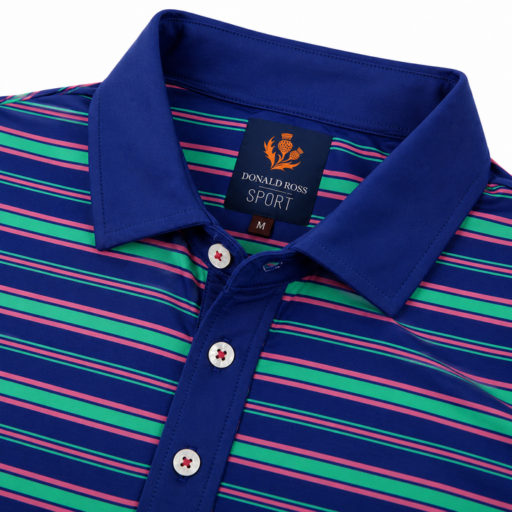Donald Ross Mens Sport Fit BLAKE Polo - NAVY / CLOVER / RASPBERRY