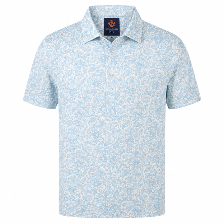 Donald Ross Mens Sport Fit STEWART Polo - WHITE / NEPTUNE