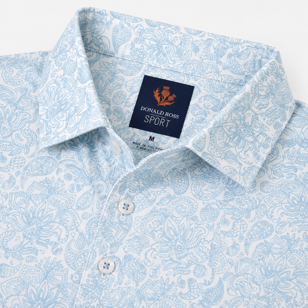 Donald Ross Mens Sport Fit STEWART Polo - WHITE / NEPTUNE