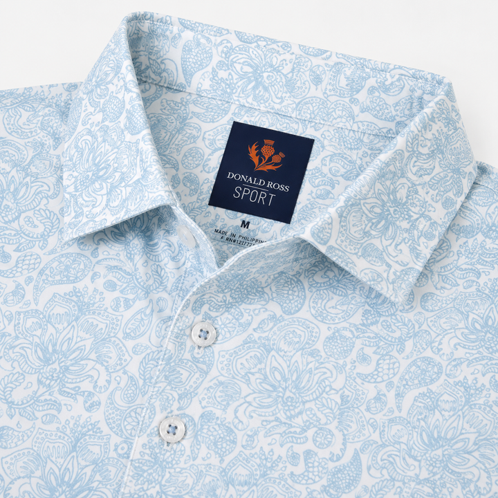 Donald Ross Mens Sport Fit STEWART Polo - WHITE / NEPTUNE