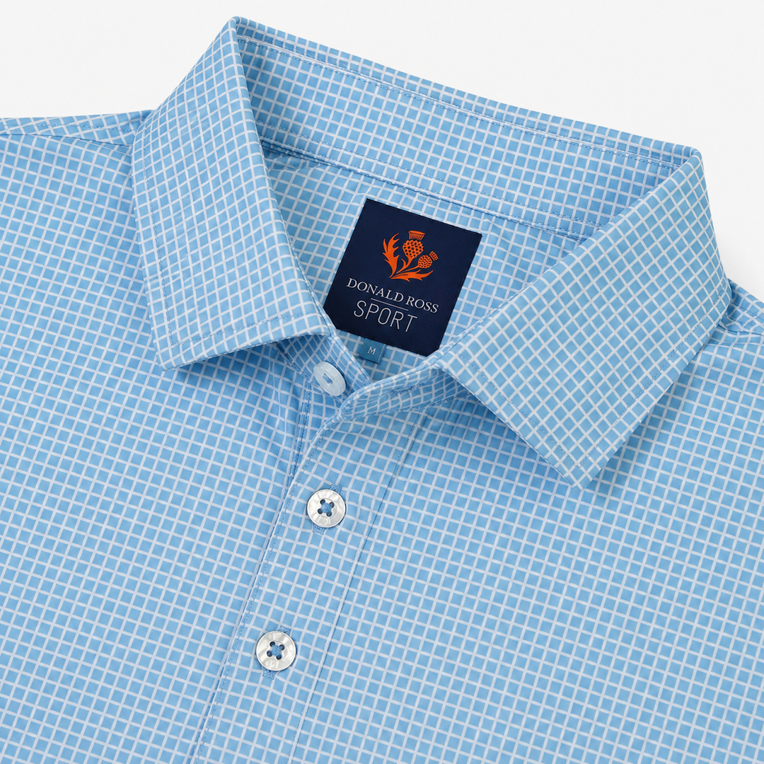 Donald Ross Mens Sport Fit CHARLIE Polo - NEPTUNE / WHITE