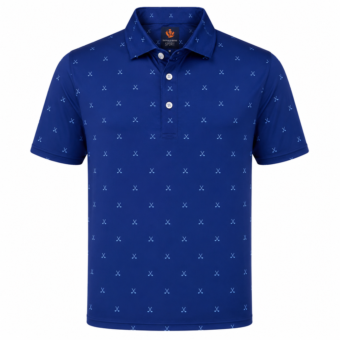 Donald Ross Mens Sport Fit VINCENT Print  Polo - NAVY/COASTAL