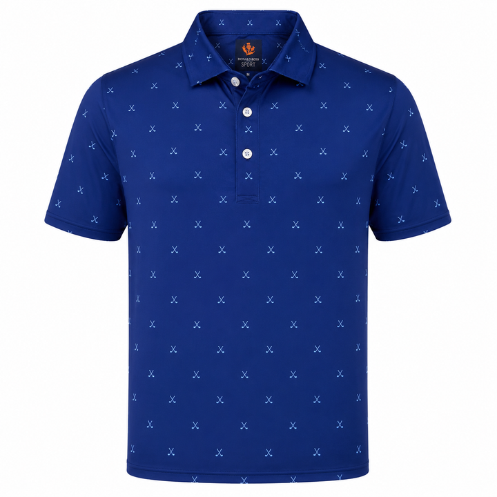 Donald Ross Mens Sport Fit VINCENT Print  Polo - NAVY/COASTAL