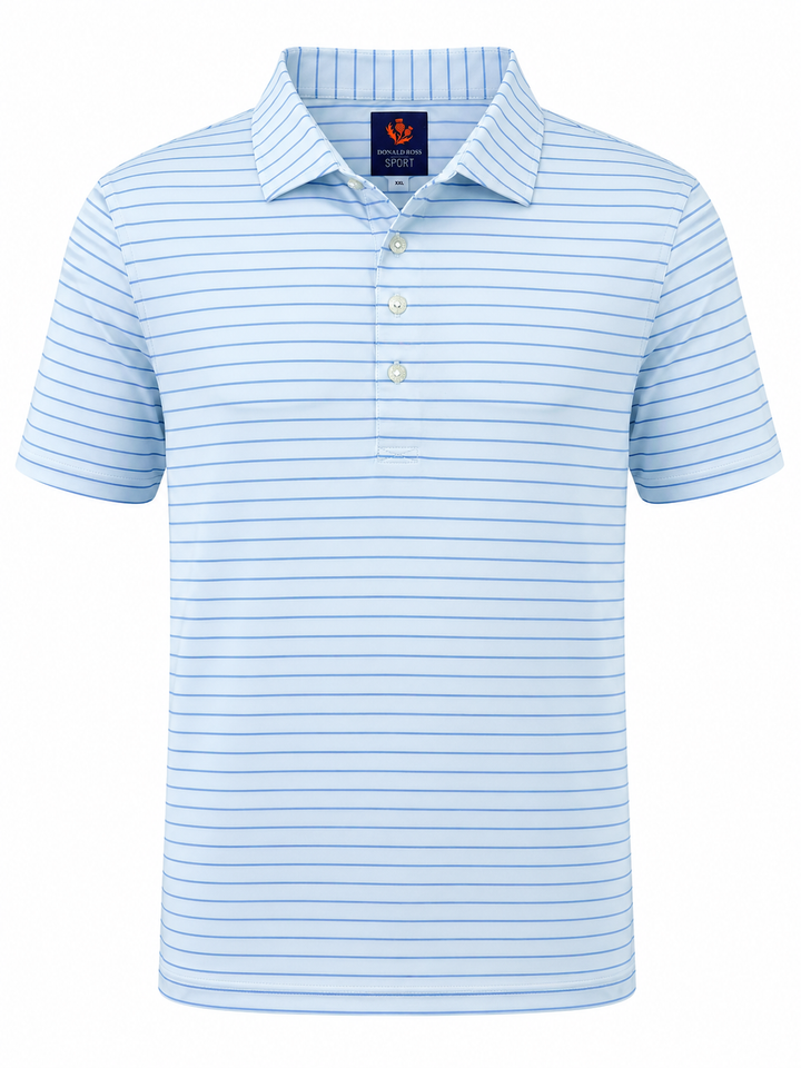 Donald Ross Mens Hayes Pencil Stripe Jersey Sport Fit Polo - WHITE