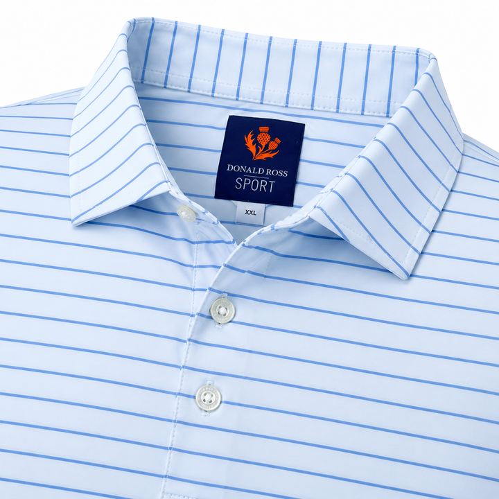 Donald Ross Mens Hayes Pencil Stripe Jersey Sport Fit Polo - WHITE