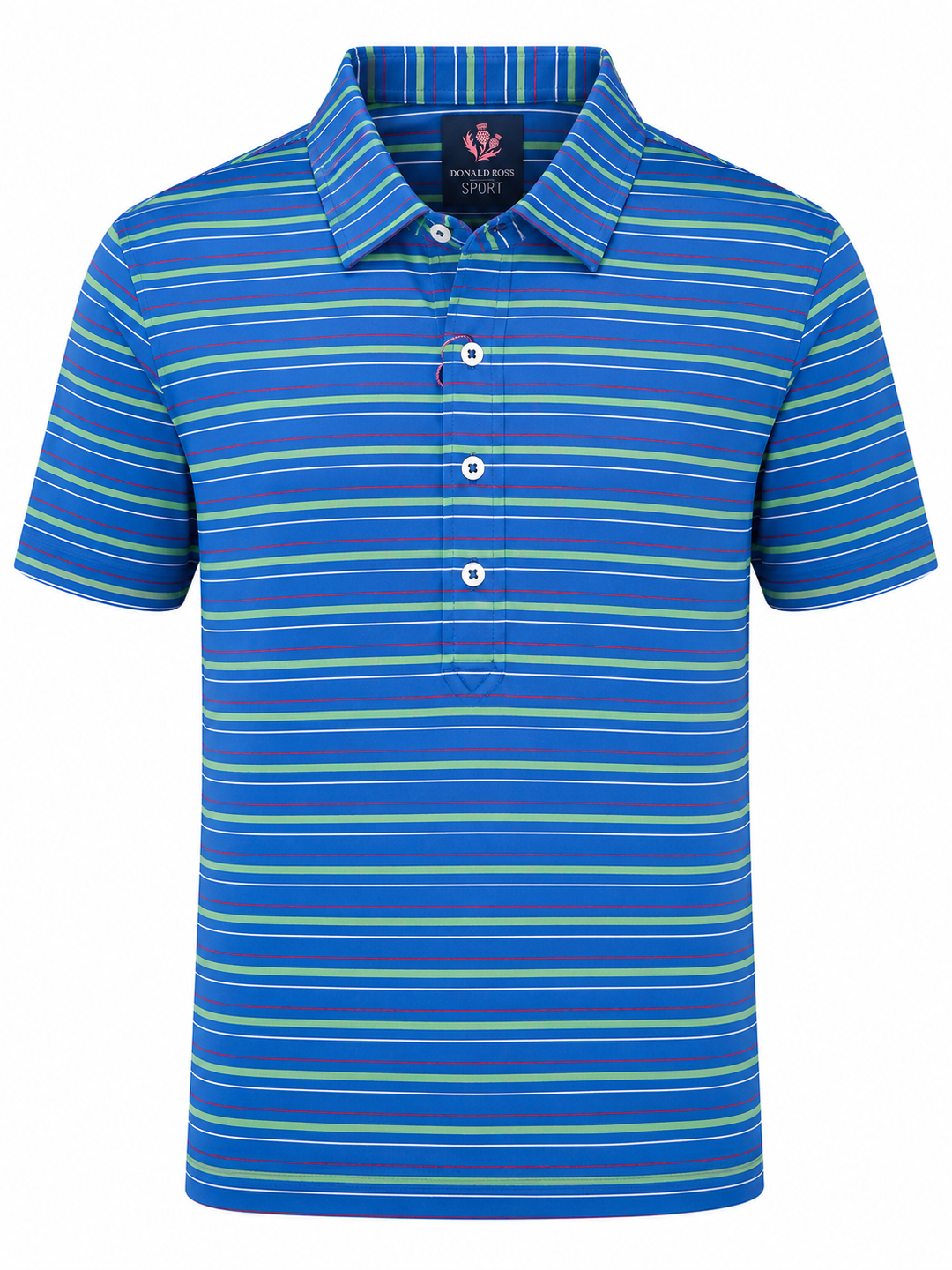Donald Ross Mens Wells Regimental Multi Stripe Sport Fit Polo - ROYAL