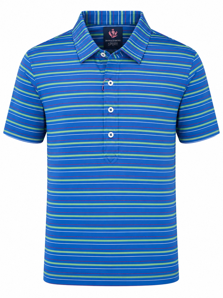 Donald Ross Mens Wells Regimental Multi Stripe Sport Fit Polo - ROYAL