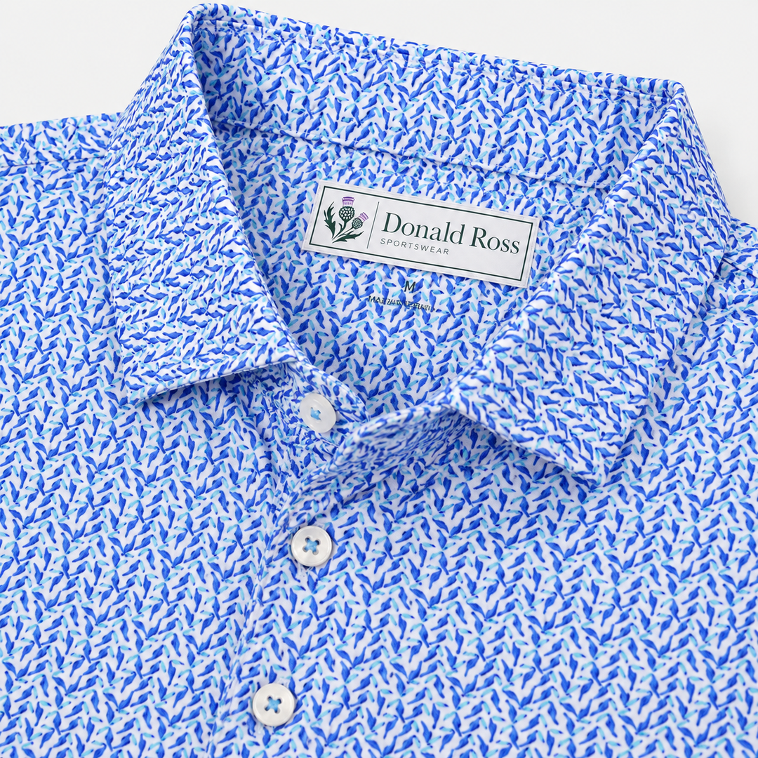Donald Ross Mens Classic Fit MIAMI Polo - COBALT MULTI