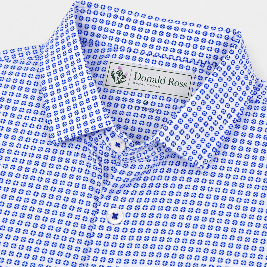 Donald Ross Mens Classic Fit DARTMOUTH Polo - WHITE / NAVY