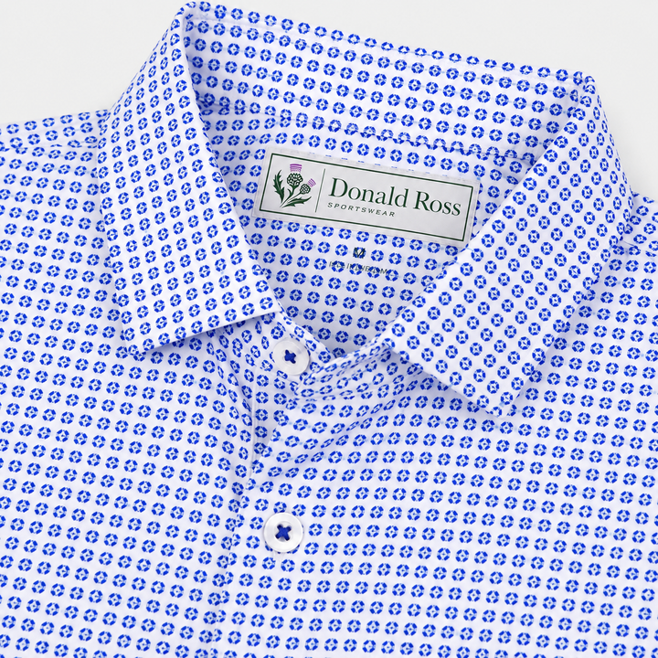 Donald Ross Mens Classic Fit DARTMOUTH Polo - WHITE / NAVY