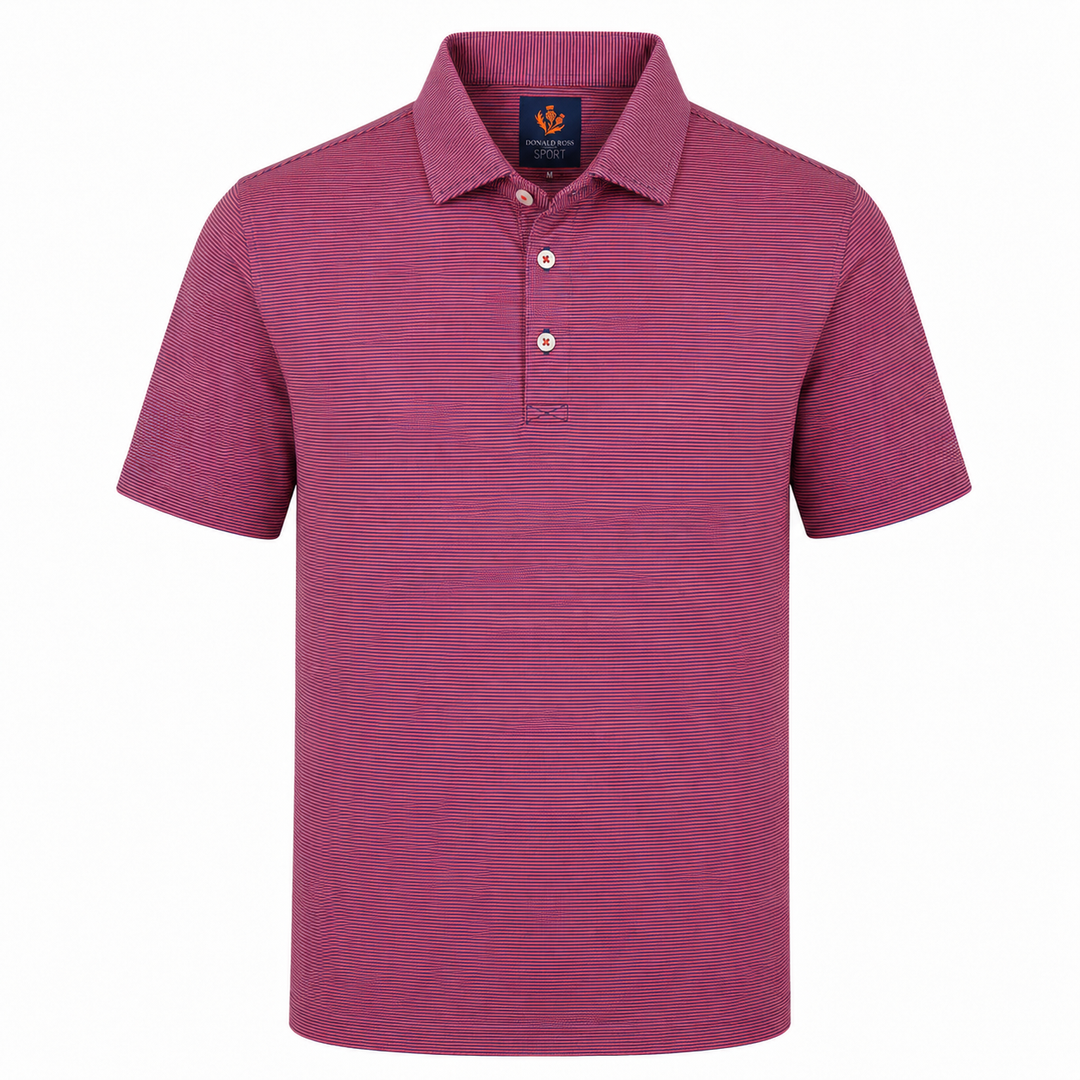 Donald Ross Mens Sport Fit LEO Polo - DENIM / RED APPLE