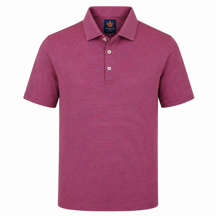 Donald Ross Mens Sport Fit LEO Polo - DENIM / RED APPLE