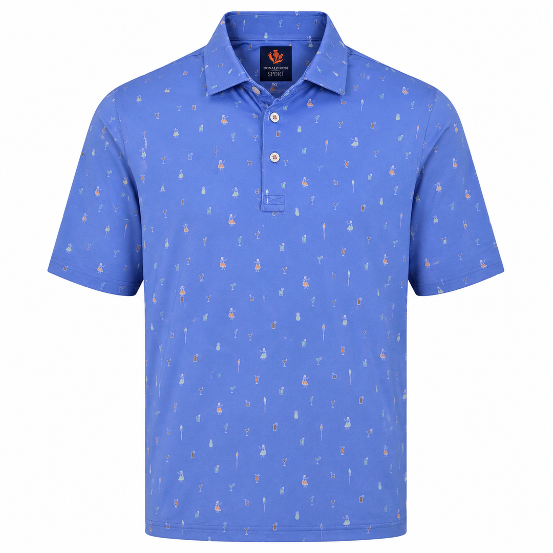 Donald Ross Mens Sport Fit MAURICE Polo - ULTRAMARINE / MULTI