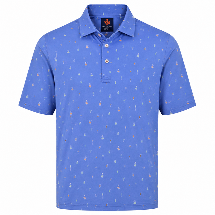 Donald Ross Mens Sport Fit MAURICE Polo - ULTRAMARINE / MULTI