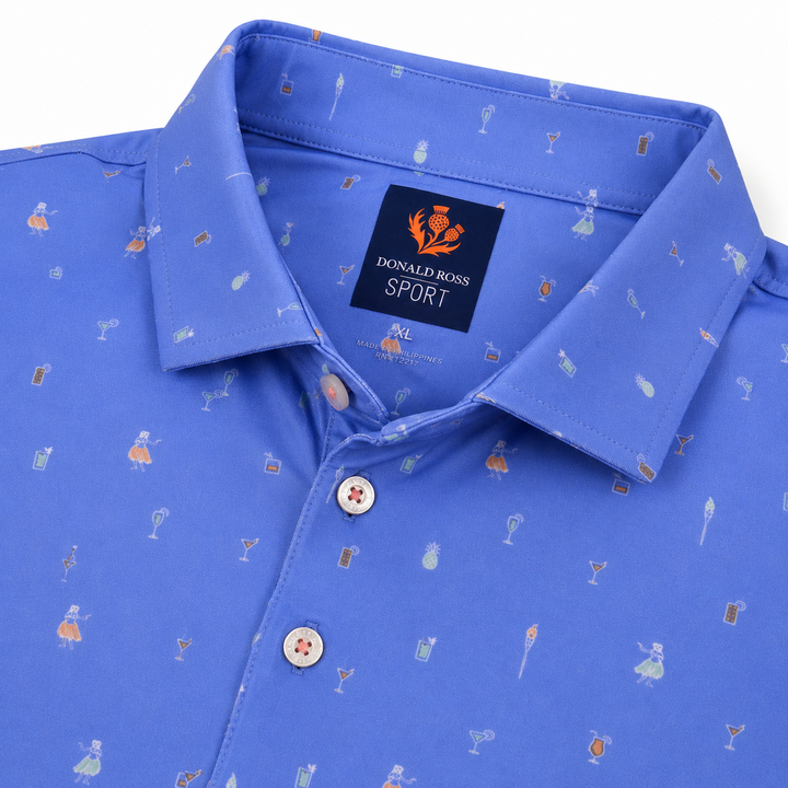 Donald Ross Mens Sport Fit MAURICE Polo - ULTRAMARINE / MULTI