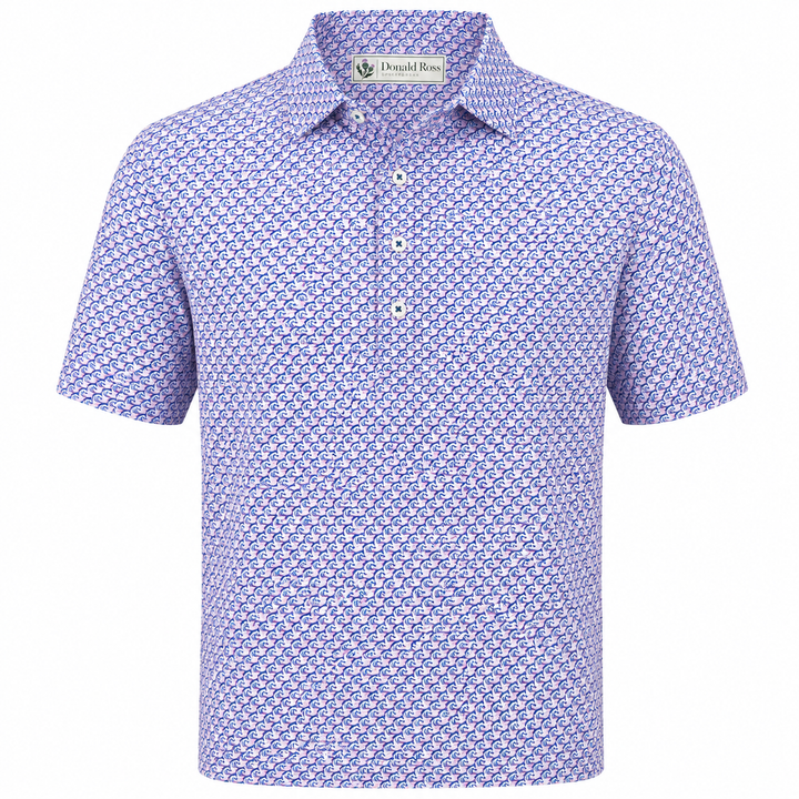 Donald Ross Mens Classic Fit Saratoga Print Polo - LOTUS/WHITE/DENIM