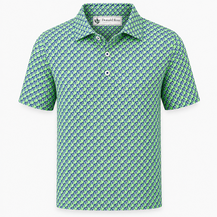 Donald Ross Mens Classic Fit Saratoga Print Polo - LIME/WHITE/NAVY