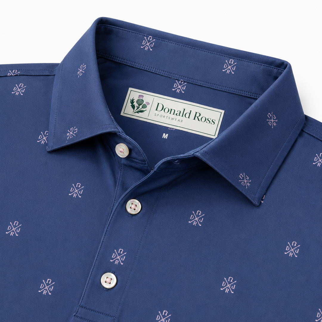 Donald Ross Mens Classic Fit CANTON Polo - DENIM / LOTUS
