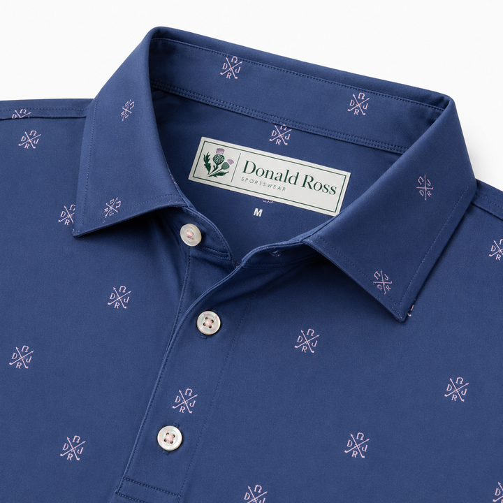 Donald Ross Mens Classic Fit CANTON Polo - DENIM / LOTUS